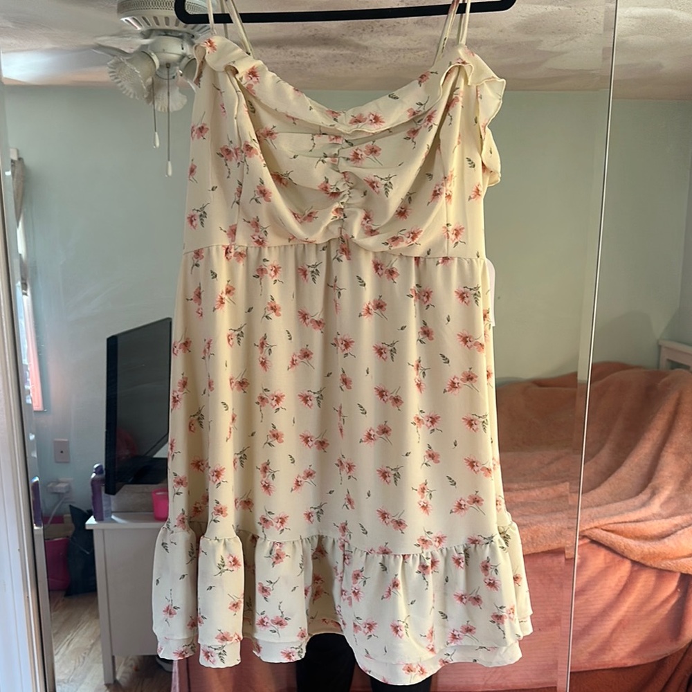 Arula Floral Cream and Pink Spring Dress